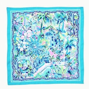 Tropical Blue Floral Scarf